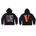 VLONE Orange Distressed Big V Hoodie Black