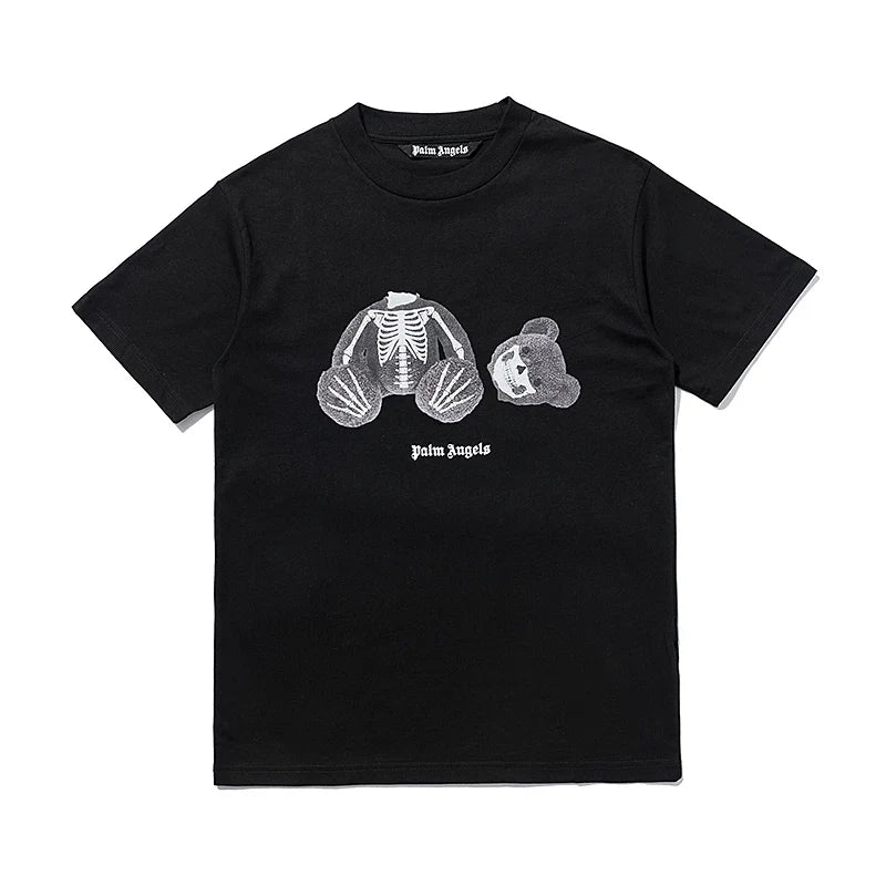 Palm Angel Black Skeleton Bear Graphic Tee