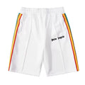 Palm Angels White Rainbow Side Stripe Shorts Unisex Trendy Summer Casual Shorts