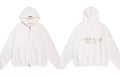 Fog Essentials Cream Off‑White Zip‑Up Hoodie, Subtle Gold Back Logo Oversized Casual Jacket