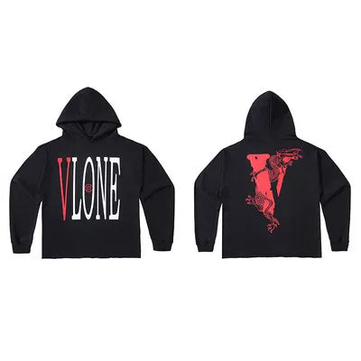 VLONE Dragon Red Big V Hoodie Black