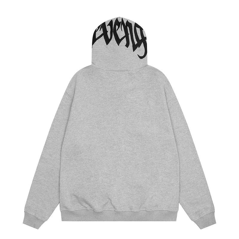 Revenge Small Chest Logo Hood‑Print Zip Up Hoodie