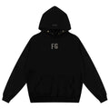 Fog Essentials Black Minimal FG Chest Logo Loose‑Fit Pullover Hoodie