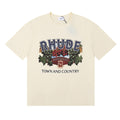 Rhude Town And Country Bordeaux Grape Vintage Graphic Cream Short Sleeve T‑Shirt