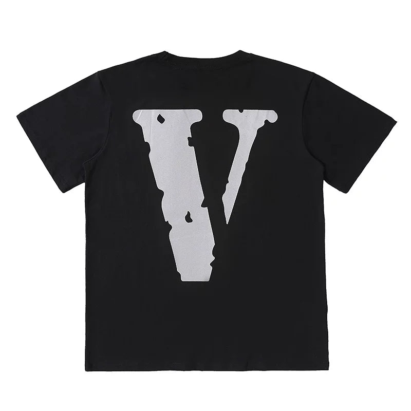 VLONE 3M Reflective Big V Letter Logo Short Sleeve T‑Shirt