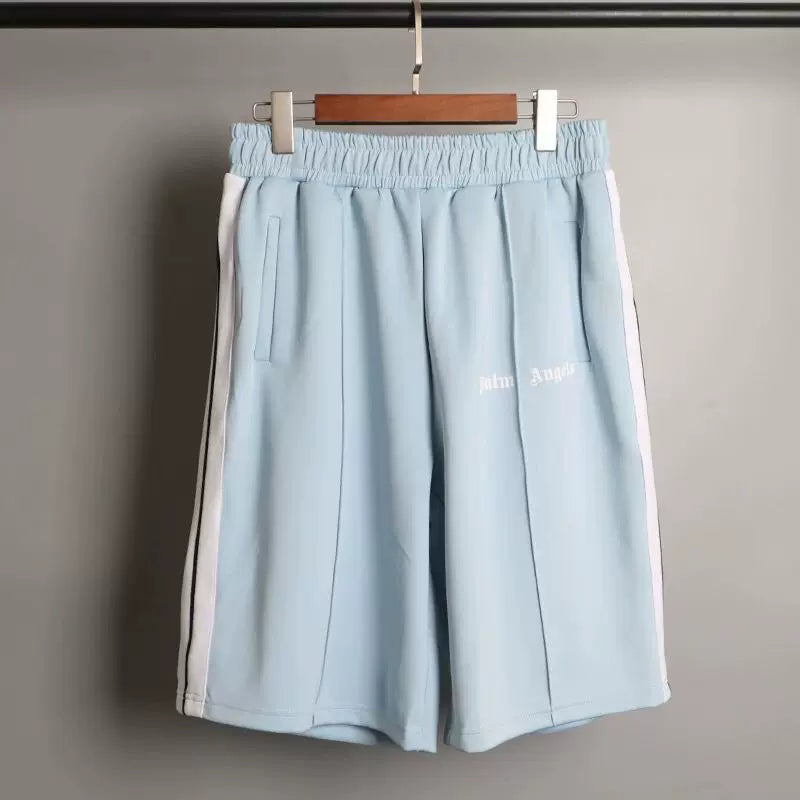 Palm Angels Light Blue Side Stripe Shorts Unisex Casual Sports Shorts