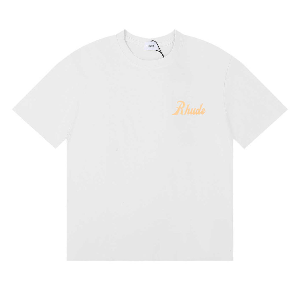 Rhude Authorized Sales And Service Front Back Script Logo Short Sleeve T-Shirt