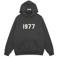 Fog Essentials Dark Grey 1977 Cream‑Print Oversized Pullover Hoodie