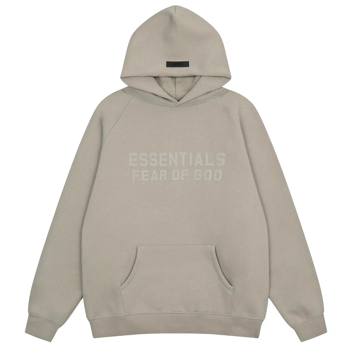 Fog Essentials Taupe‑Grey Oversized Hoodie Tonal‑On‑Tone Chest Logo