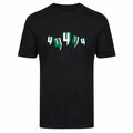 Yelir Green Distorted Letter Art Black Crew Neck T-Shirt
