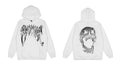 Revenge Metallic Silver 3D Gothic Logo Screaming Skull Hoodie