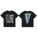 VLONE Sketch Blue Big V Logo Short Sleeve T‑Shirt