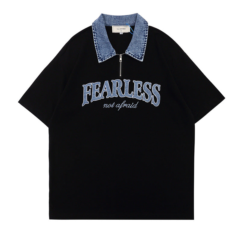 Men T-Shirt Summer Embroidered Loose Short Sleeve T-shirt