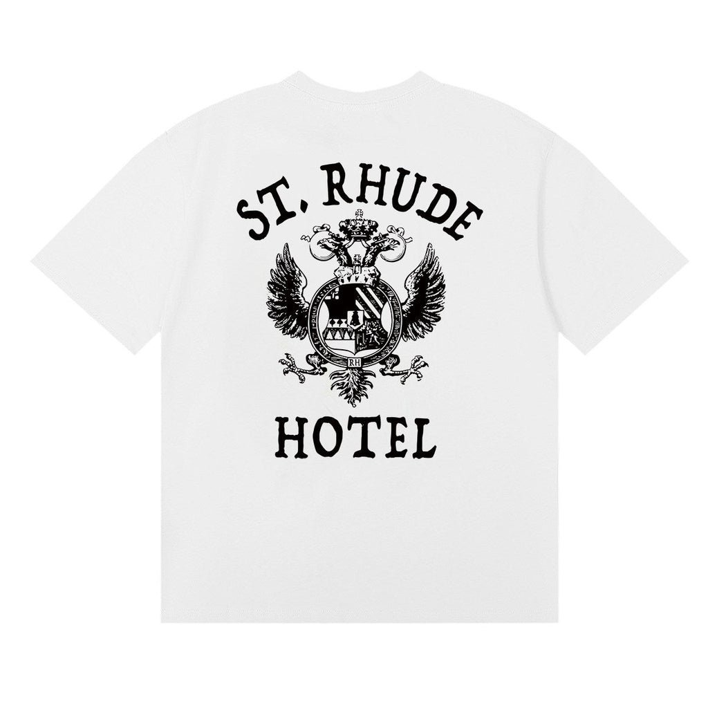 Rhude St. Rhude Hotel Chest Crest Graphic Short Sleeve T-Shirt