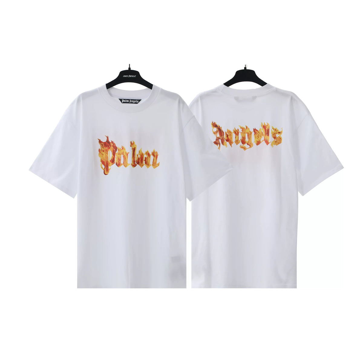 Palm Angels White Flame Letter Print Tee