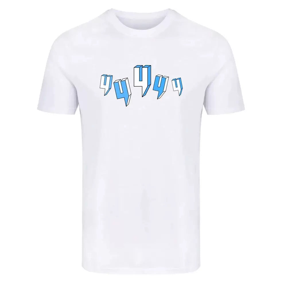 Yelir Distorted Letter Art Print White Short Sleeve T-Shirt