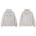 Fog Essentials Oatmeal Cream Fleece‑Lined Oversized Pullover Hoodie Metallic Chest Logo