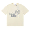 Rhude Banque De Rhude Lion Emblem Graphic Cream Short Sleeve T‑Shirt