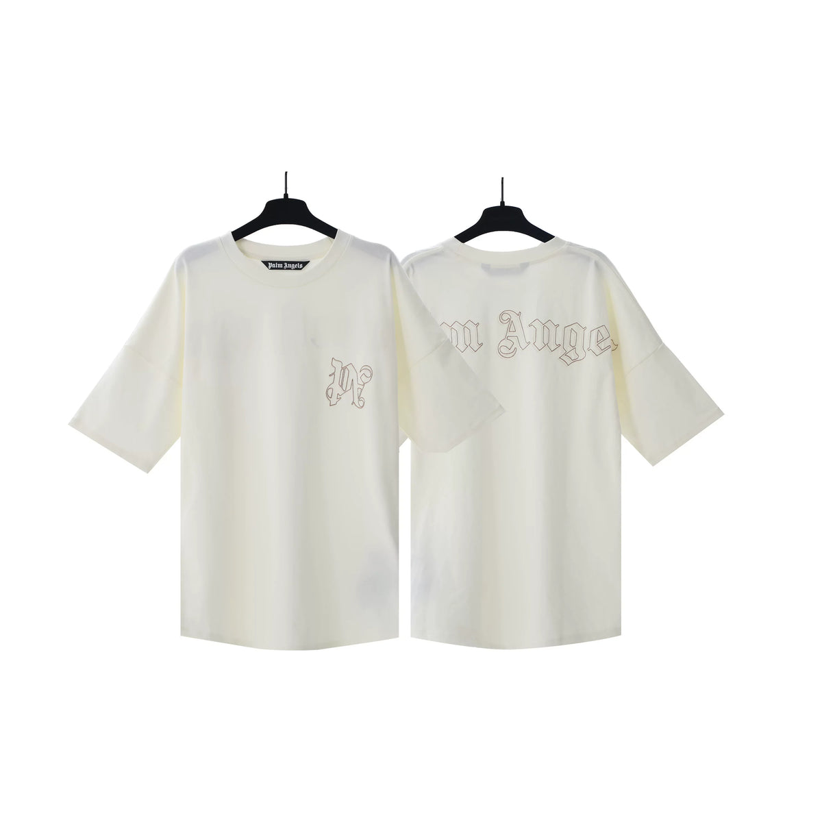Palm Angels Cream Small Logo Front & Back Tee