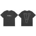 VLONE Heartbeat Line Outline Big V Logo Short Sleeve T‑Shirt