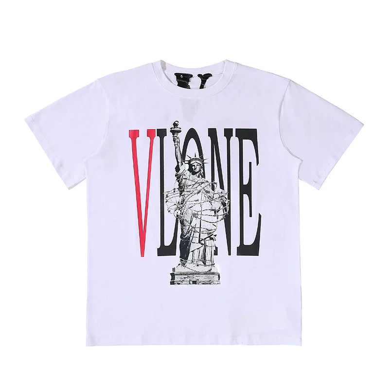 VLONE Barbed Wire Statue Of Liberty Logo Short Sleeve T‑Shirt