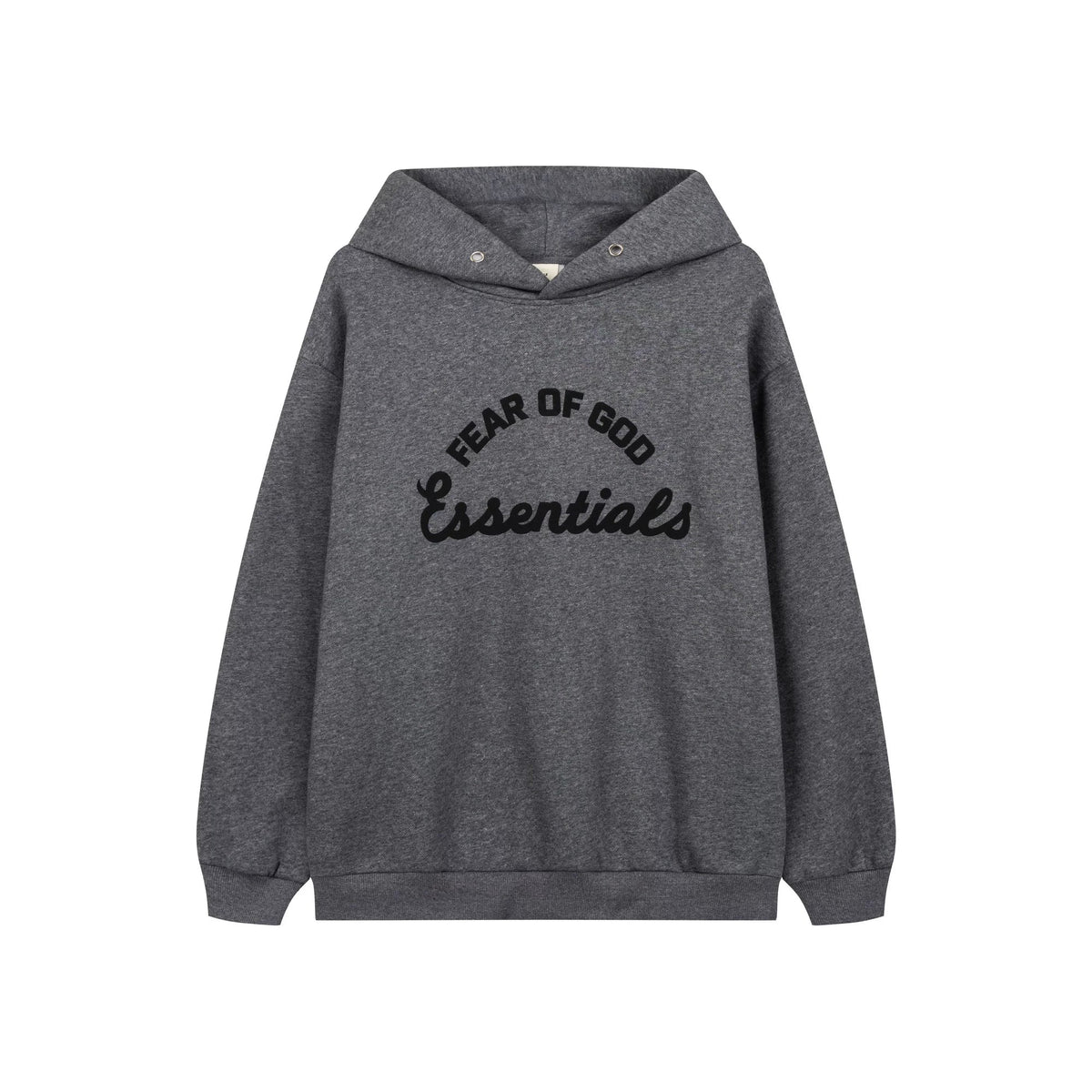 Fog Essentials Dark Heather Grey Oversized Street‑Style Pullover Hoodie