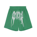 Revenge Big Gothic Script Logo Green Mesh Basketball Shorts
