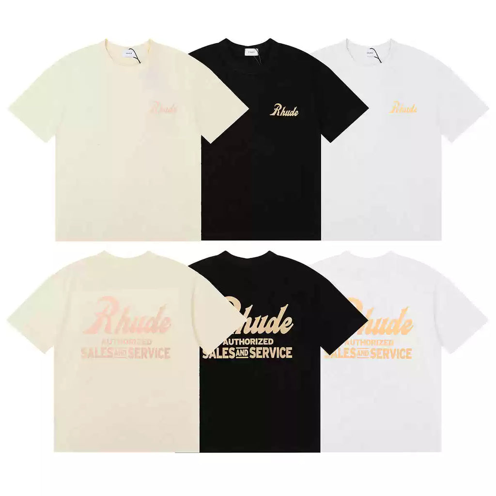 Rhude Authorized Sales And Service Front & Back Script Logo Short Sleeve T-Shirt