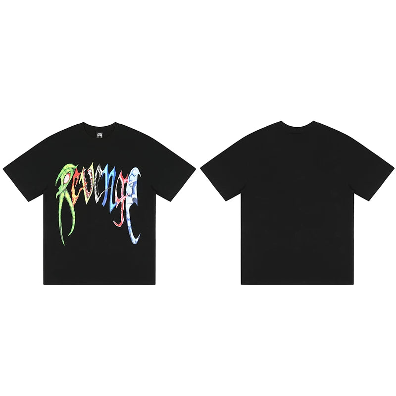 Revenge Rainbow Multicolor Gothic Logo T‑Shirt