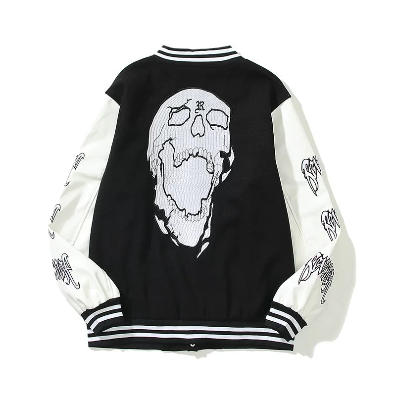 Revenge Embroidered Screaming Skull Varsity Jacket