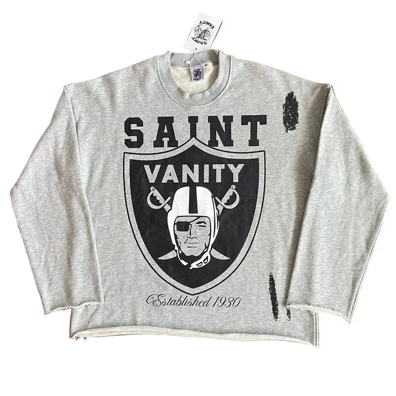 SAINT VANITY Retro Fashion Print Casual Sweatshirt and Shorts Set
