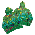 Valley All‑Over Graffiti Print Zip‑Up Hoodie, Unisex Green Vintage Streetwear Jacket