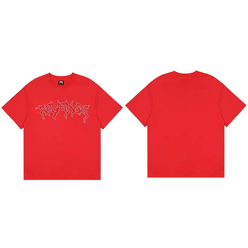 Revenge Silver Outline Thorn Gothic Logo T‑Shirt