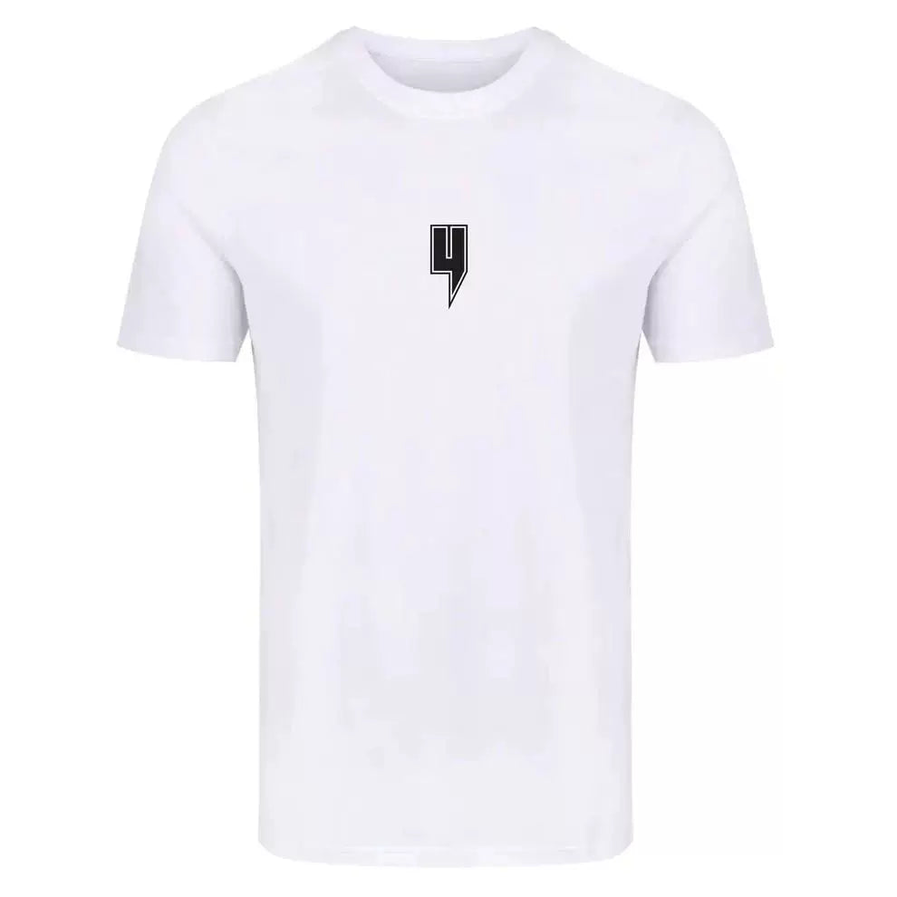 Yelir Small Lightning Bolt Graphic White Short Sleeve Crew Neck Tee