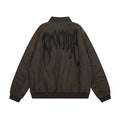 Revenge Gothic Embroidered Bomber Jacket Dark Brown