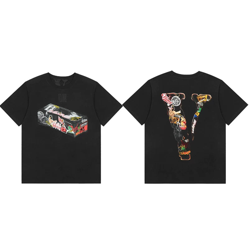 VLONE Sticker Bomb Box Big V Logo Short Sleeve T‑Shirt