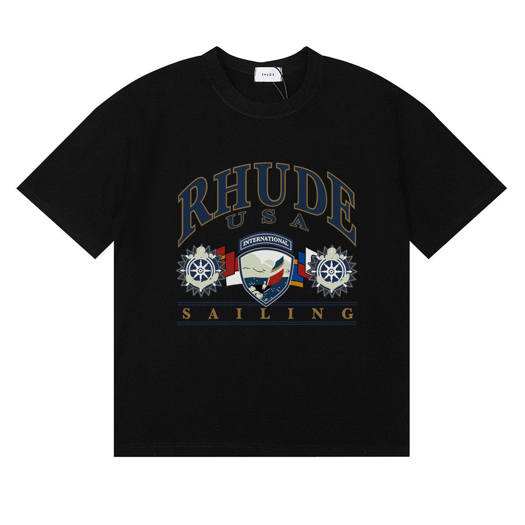 Rhude USA International Sailing Nautical Crest Graphic Short Sleeve T-Shirt