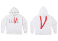 VLONE LOVE‑V Hand‑Draw Red Big V Hoodie White