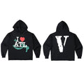 VLONE I LOVE ATL Distressed Cropped Hoodie Black