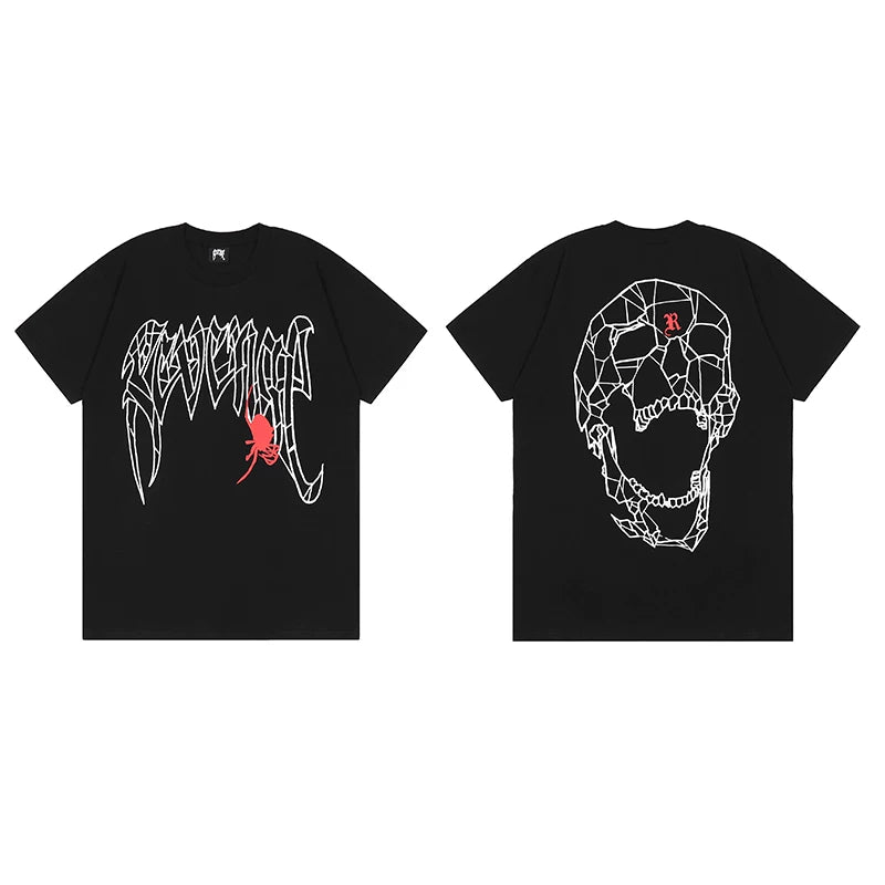 Revenge Spider Polygon Skull Graphic T‑Shirt