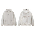 Fog Essentials Cream Off‑White Fleece‑Lined Oversized Pullover Hoodie Chest Logo