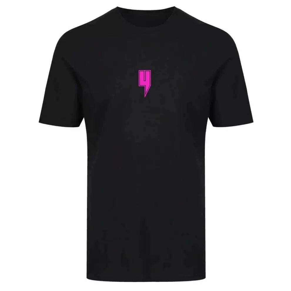 Yelir Pink Lightning Small Graphic Black Crew Neck Short Sleeve T-Shirt
