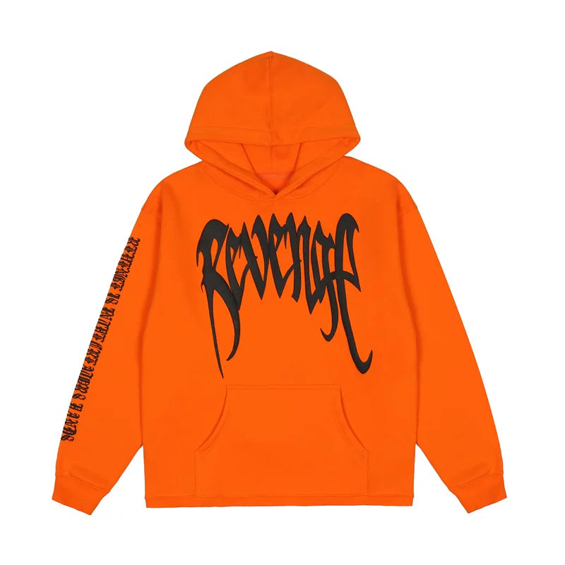 Revenge Black Gothic Logo Sleeve Print Hoodie