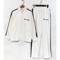 Palm Angels White Side Stripe Track Suit 2Pcs Zip Up Jacket + Straight Sweatpants Unisex Outfit