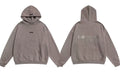 Fog Essentials Muted Dark‑Tone Back Print Hoodie, Drop‑Shoulder Cozy Loose Sweatshirt