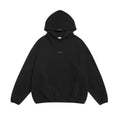 Fog Essentials Plain Black Tiny Tag Hoodie, Oversized Minimal Street‑Wear Pullover Sweatshirt