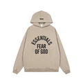 Fog Essentials Beige Oversized Arch Logo Pullover Hoodie Drop‑Shoulder Street Sweatshirt