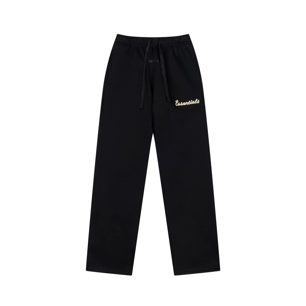 Fog Essentials Contrast Cream Logo Black Straight‑Leg Unisex Sweatpants