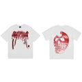 Revenge Red‑Pink 3D Chrome Shattered Skull Graphic T‑Shirt