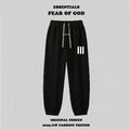Fog Essentials Black Fleece‑Lined Jogger Pants White 3‑Strip Print Warm Winter Sweatpants